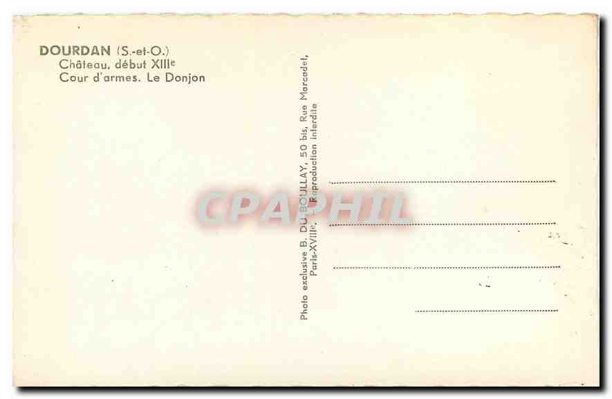 CPM Dourdan S et O Chateau Cour d'armes Le Donjon  — Back