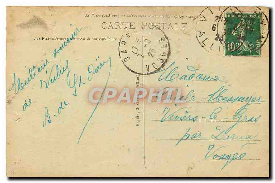 CPA Vichy Le Casino Un Salon  — Rückseite