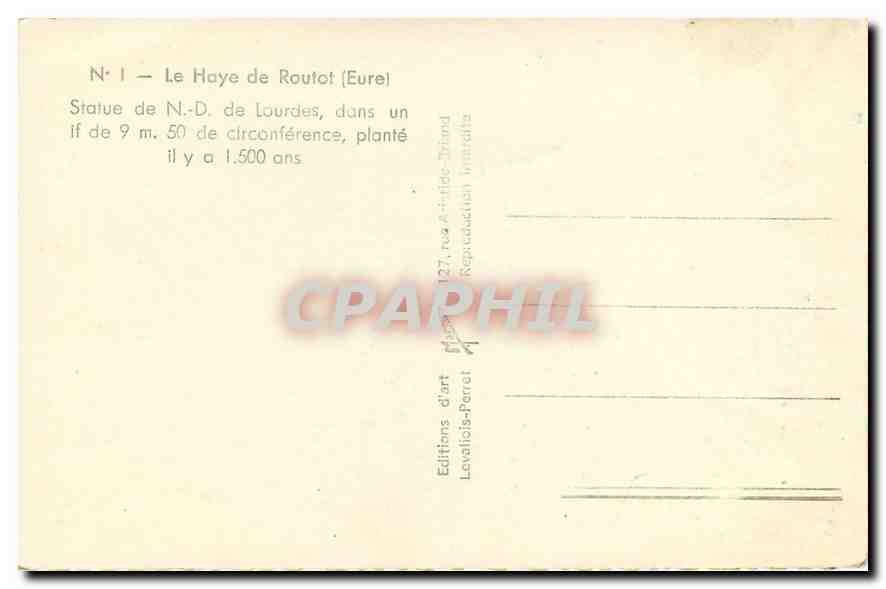 CPA Le Haye de Routot Eure Statue de N D de Lourdes  — Verso