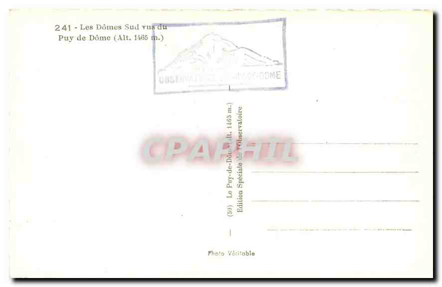 CPA Les Domes Sud vus du Puy de Dome  — Verso