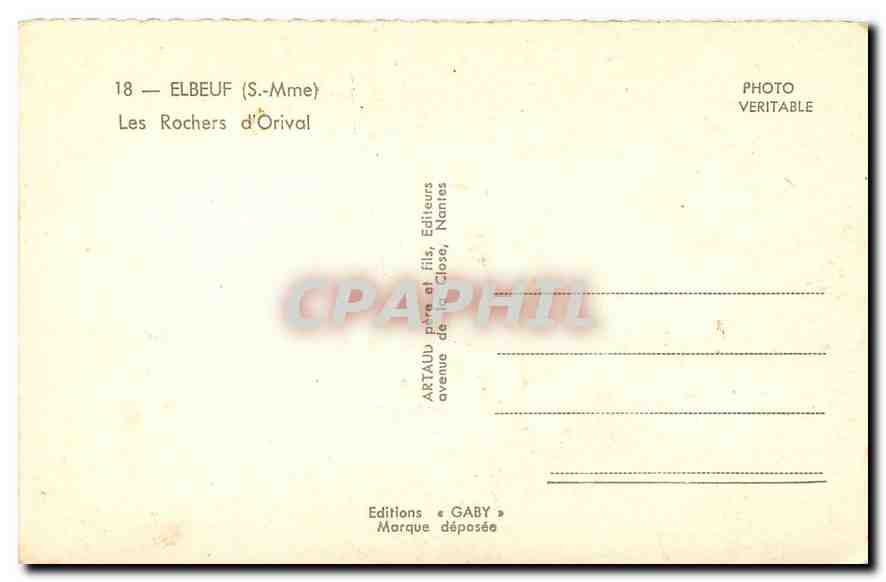 CPA Elbeuf S Mme Les Rochers d'Orival  — Rückseite