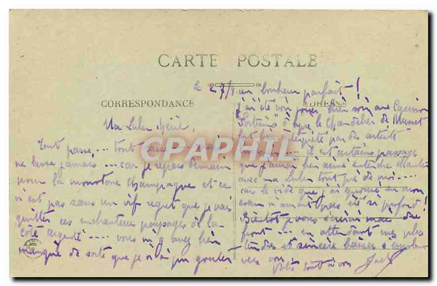 CPA Biarritz Contre jour et la villa  — Verso