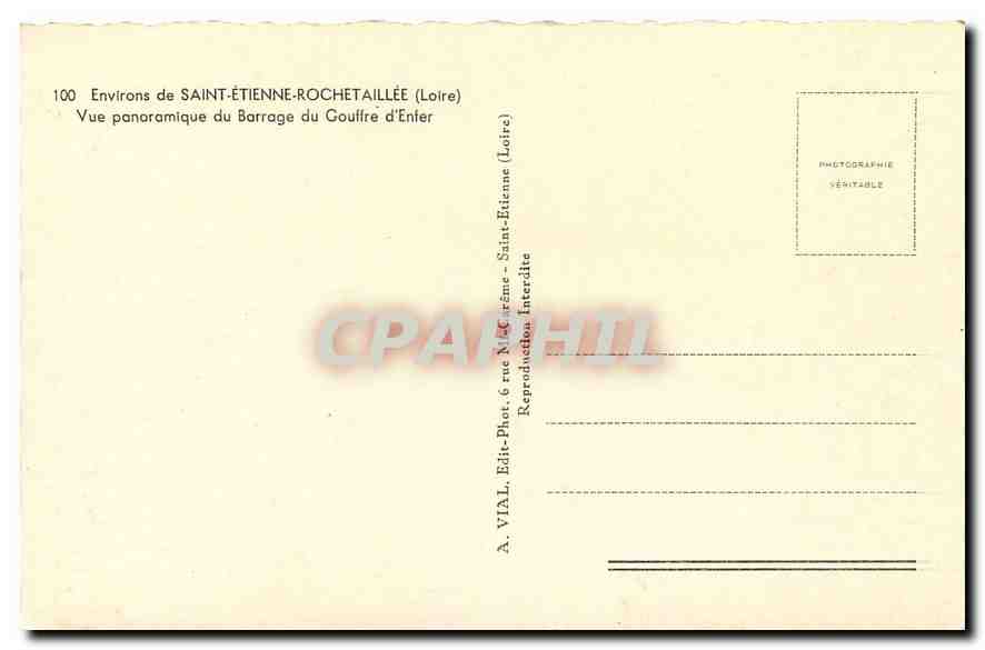 CPA Emvirons de Saint Etienne Rochetaillee Loire Vue panoramique du Barrage du Gouffre d'Enfer  — Rückseite