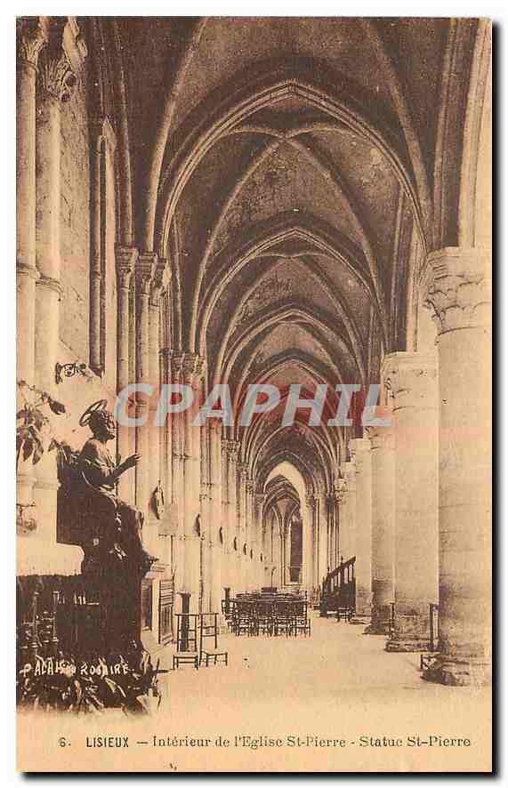 CPA Lisieux Interieur de l'Eglise St Pierre Statue St Pierre 