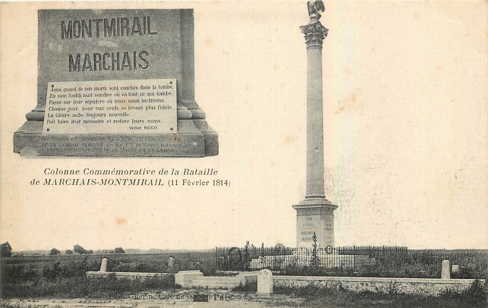 CPA Colonne Commemorative de la Bataille de Marchais Montmirail  1814 Militaria