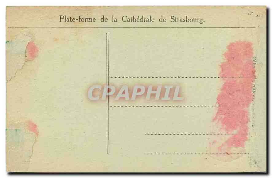 CPA Strasbourg Cathedrale Vue prise de la plate forme  — Rückseite