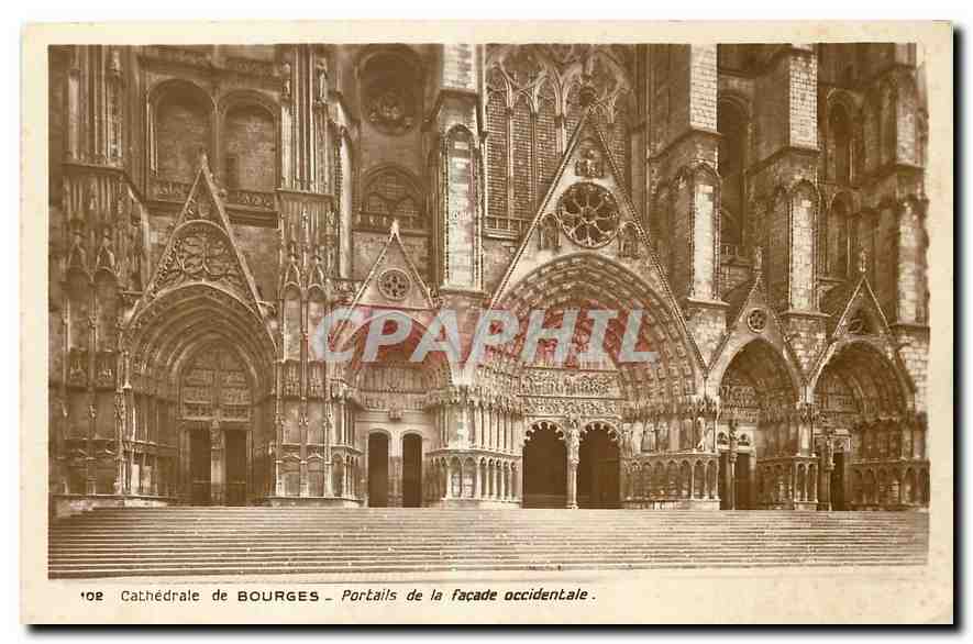 CPA Cathedrale de Bourges Portails de la facade occindetale 
