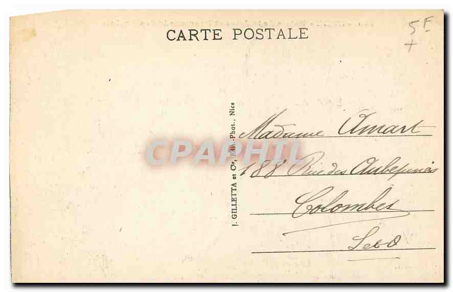 CPA Nice Palais de la Jetee et Promenade des Anglais  — Rückseite
