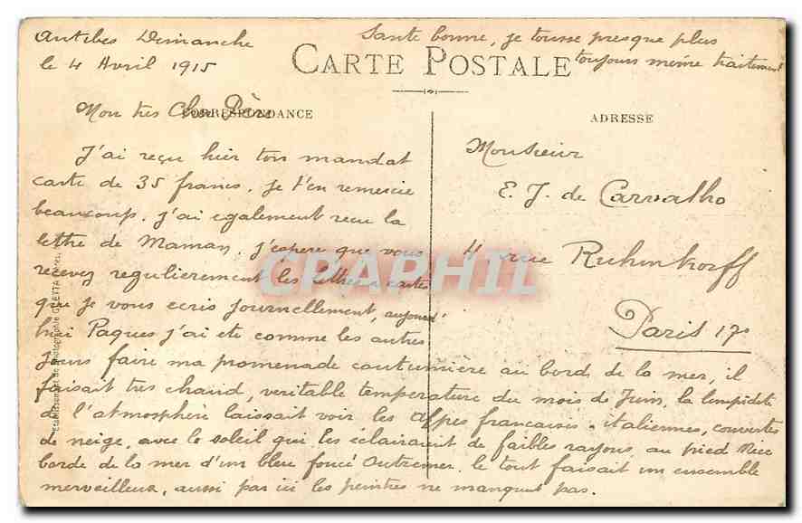 CPA Antibes Vue generale prise du Semaphore  — Rückseite
