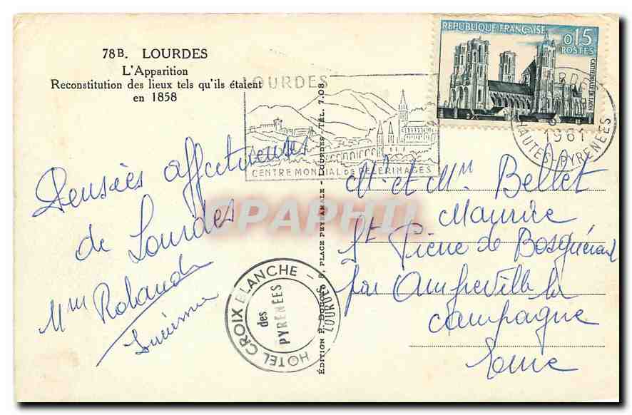 CPA Lourdes L'Apparition  — Rückseite