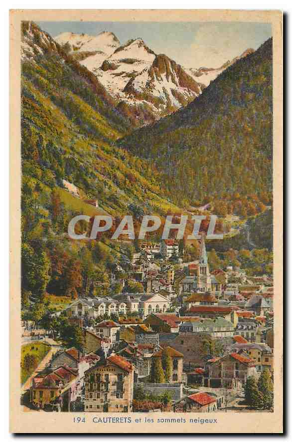 CPA Cauterets et les sommets neigeux 