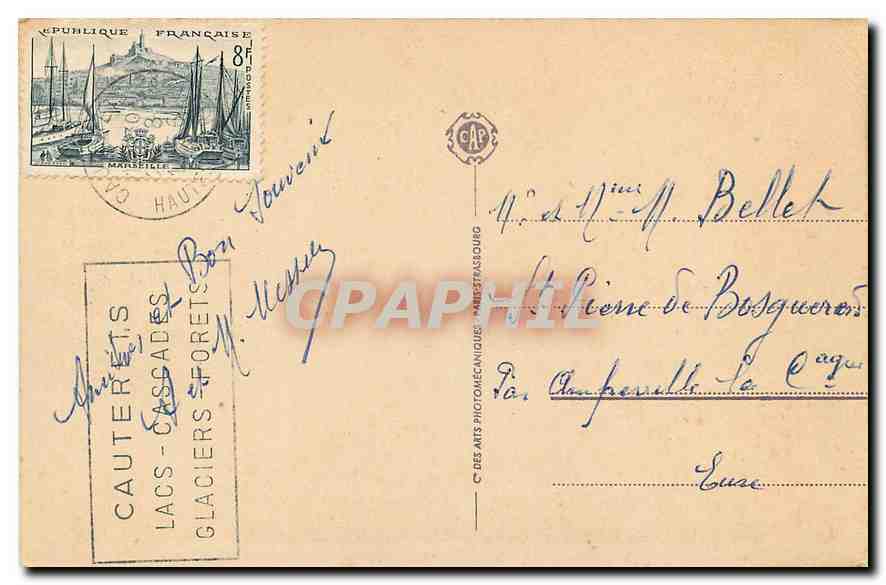 CPA Cauterets et les sommets neigeux  — Verso