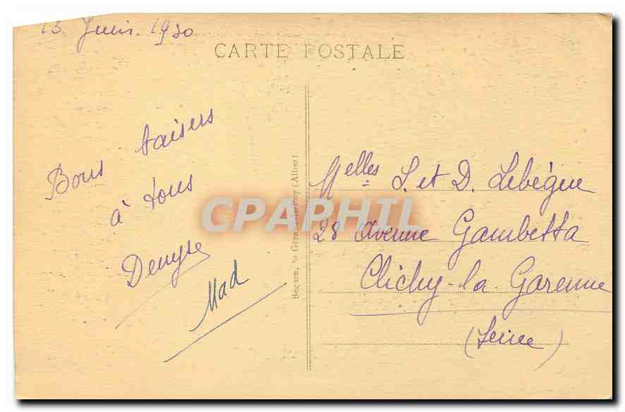 CPA Vichy le Parc  — Rückseite