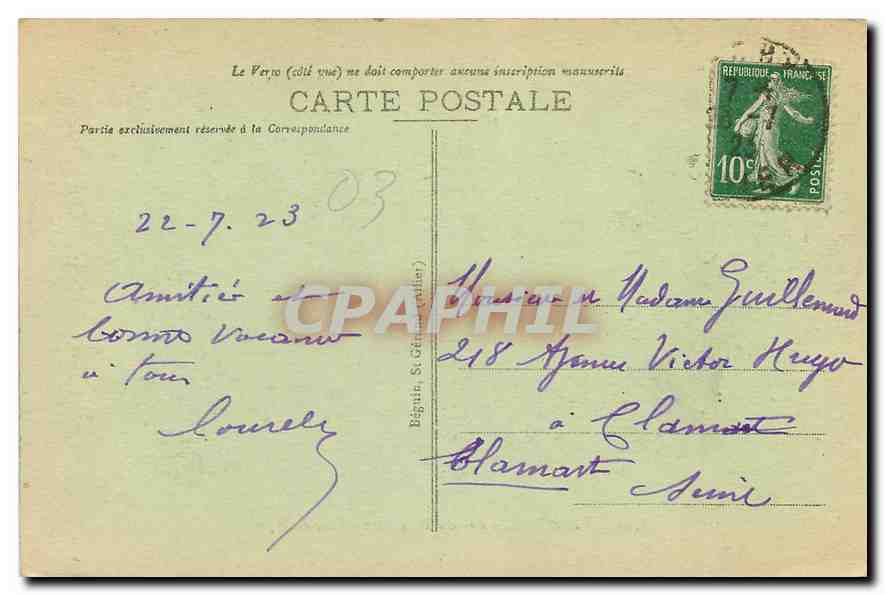 CPA Vichy Un coin du Petit Parc Salle de Repos  — Rückseite