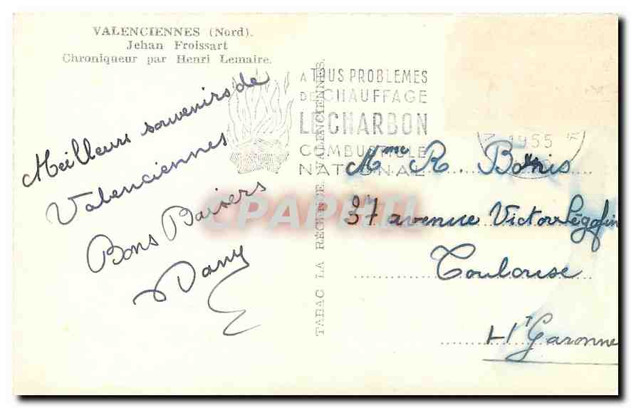 CPA Valenciennes Nord Jehan Froissart Chronigueur par Henri Lemaire  — Back
