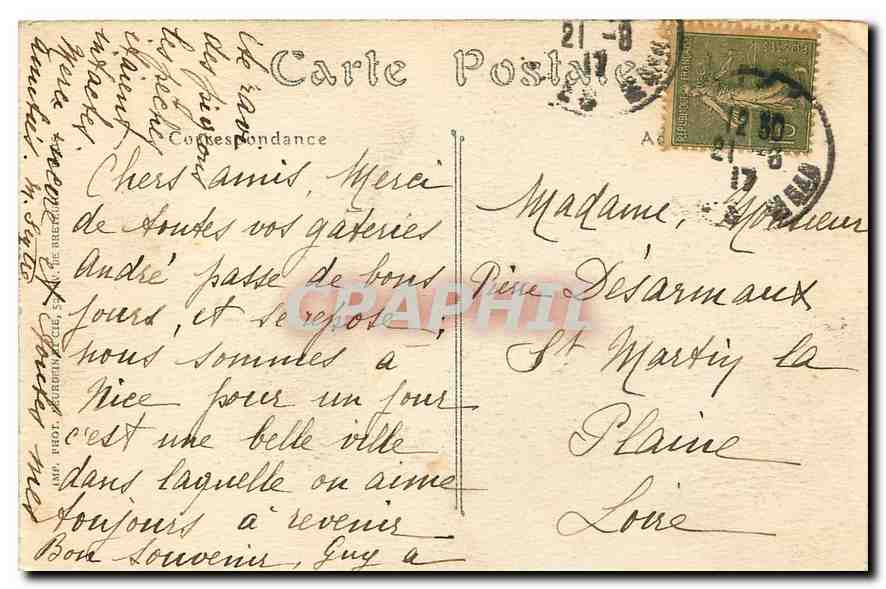 CPA Nice Alpes Maritimes Le Jardin Public et le Mont Boron  — Rückseite