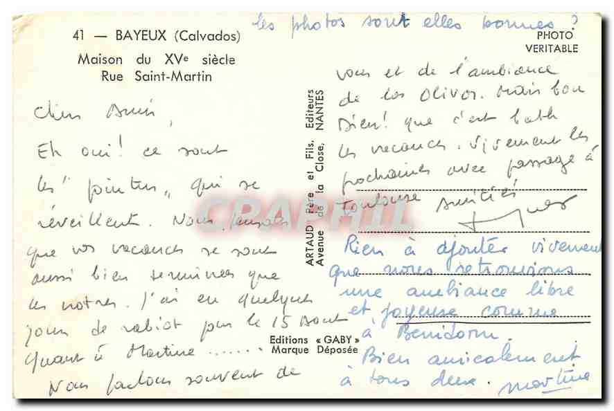 CPA Bayeux Calvados Maison du XV siecle Rue Saint Martin  — Rückseite