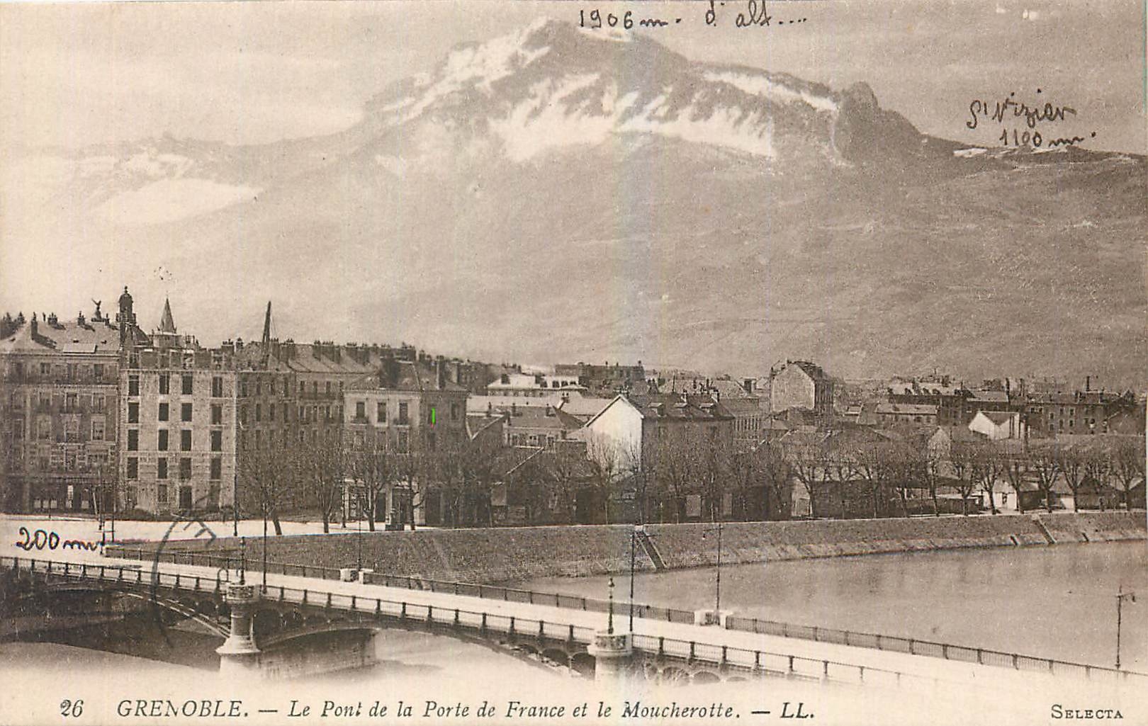 Grenoble — Le Pont de la Porte de France et le Moucherotte — LL. — Selecta