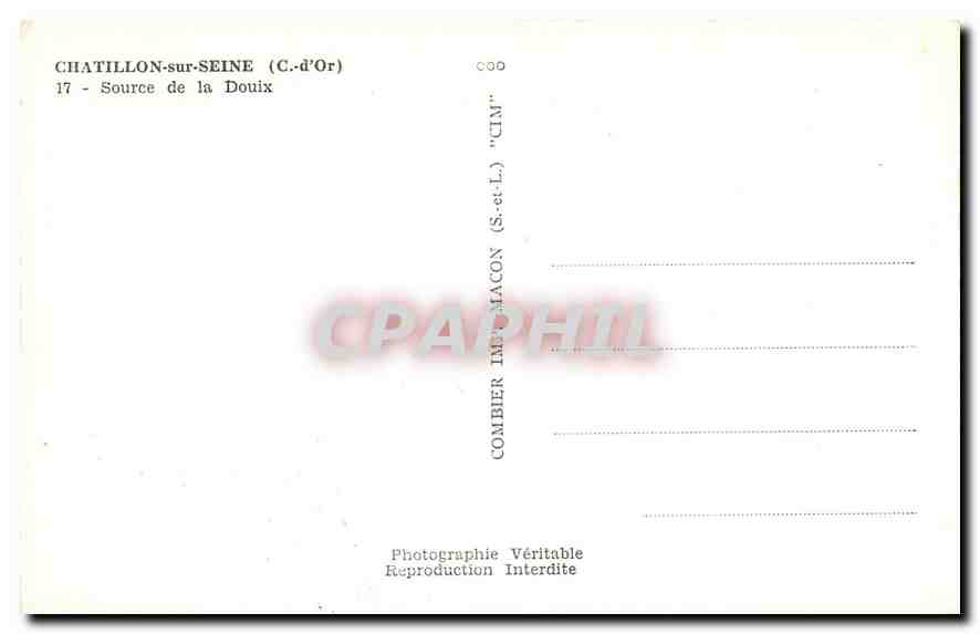 CPA Chatillon sur Seine C d'Or Source de la Douix  — Rückseite