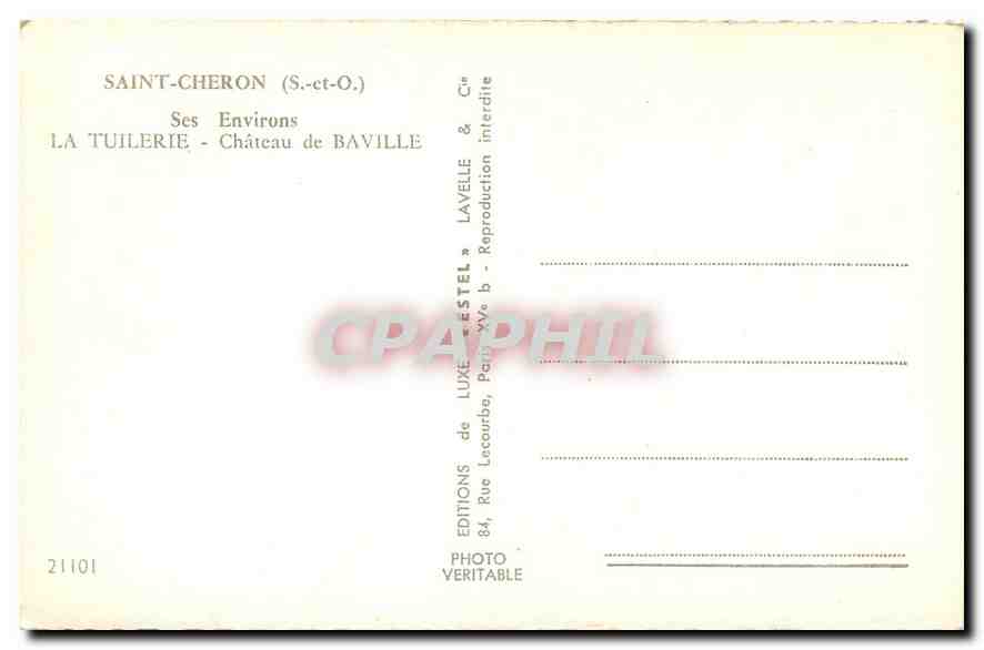 CPM Saint Cheron S et O Ses Environs La Tuilerie Chateau de Baville  — Back