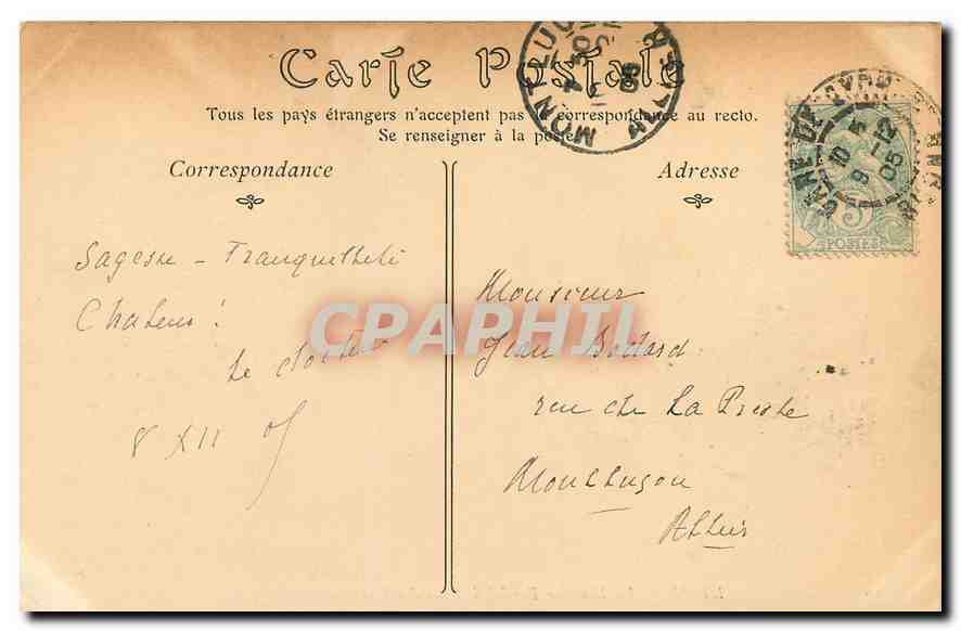 CPA Lyon La Fontaine Bartholdi Place des Terreaux  — Verso
