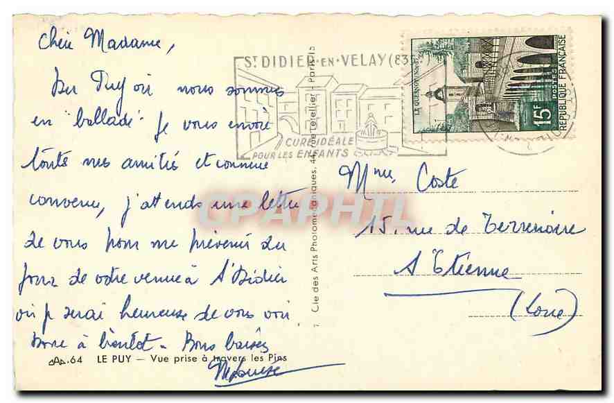 Le Puy-en-Velay — Vue prise à travers les pins — Cie des Arts Photographiques — Rückseite