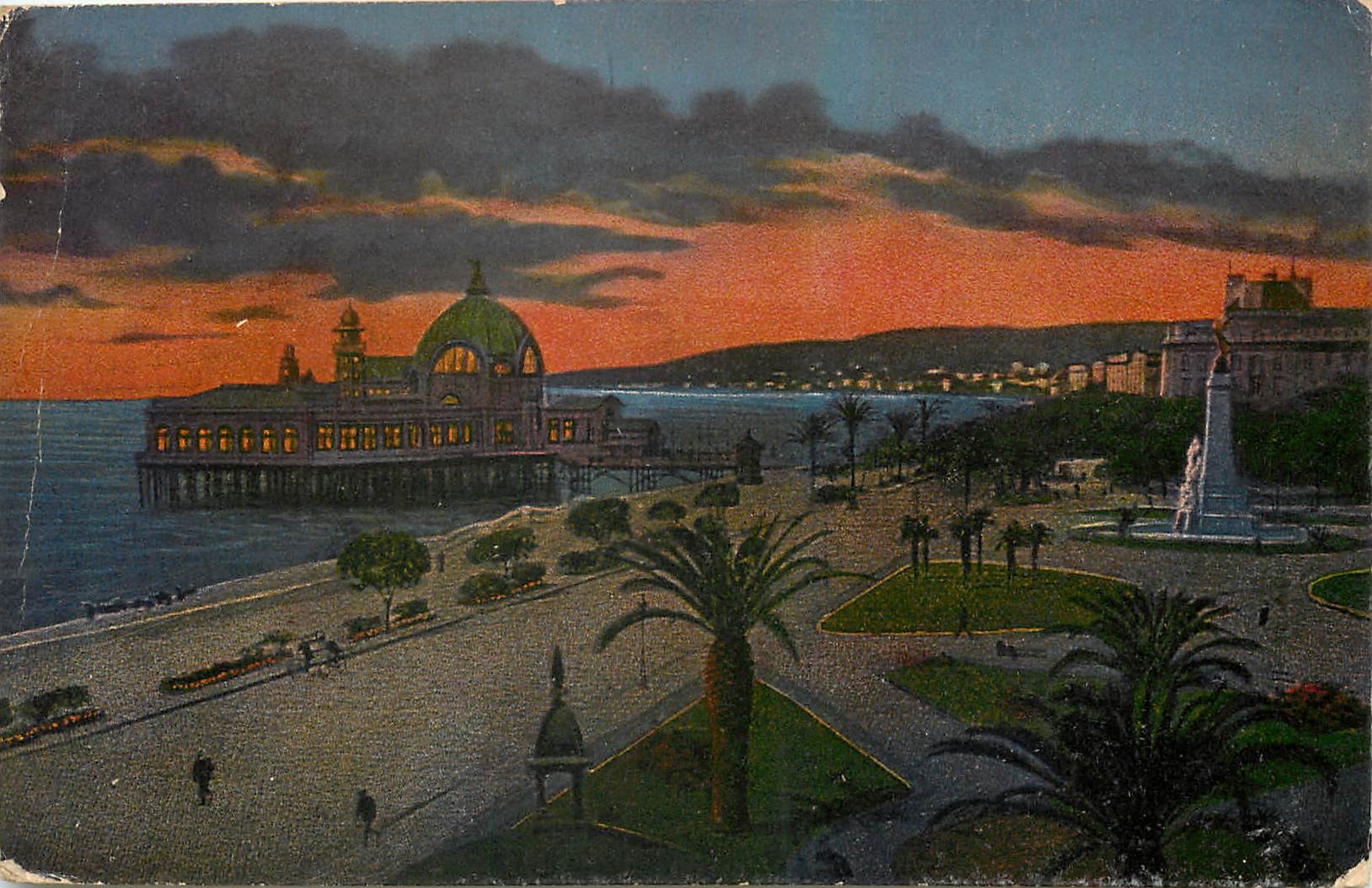 CPA Nice Le Palais de la Jetee Promenade Coucher de Soleil 