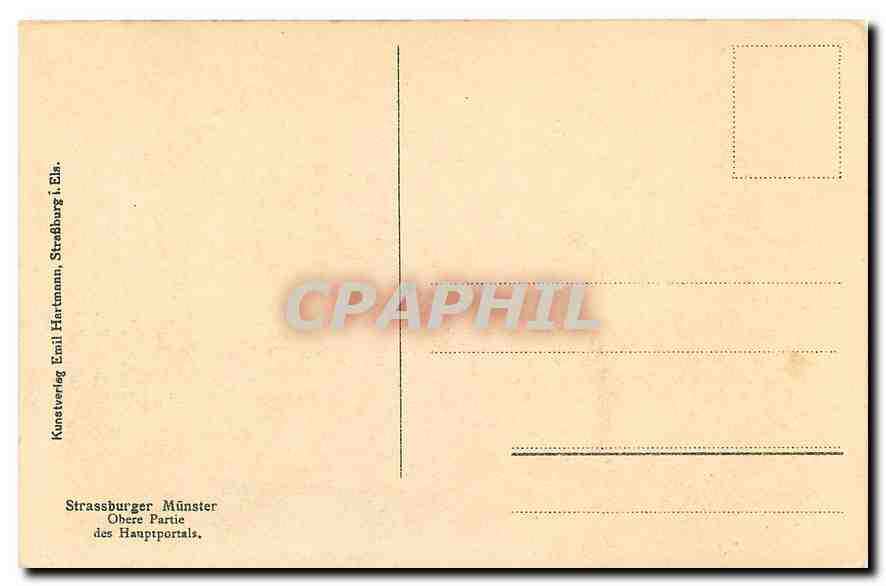 CPA Strassburger Munster Obere partie des Hauptportals  — Rückseite