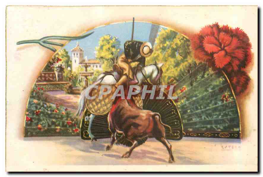 CPA Vara Recargando Jardines de Murillo Sevilla Corrida 