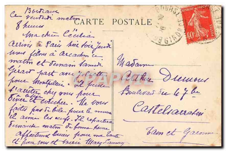 CPA Paris L'Arc de Triomphe du Carrousel  — Rückseite