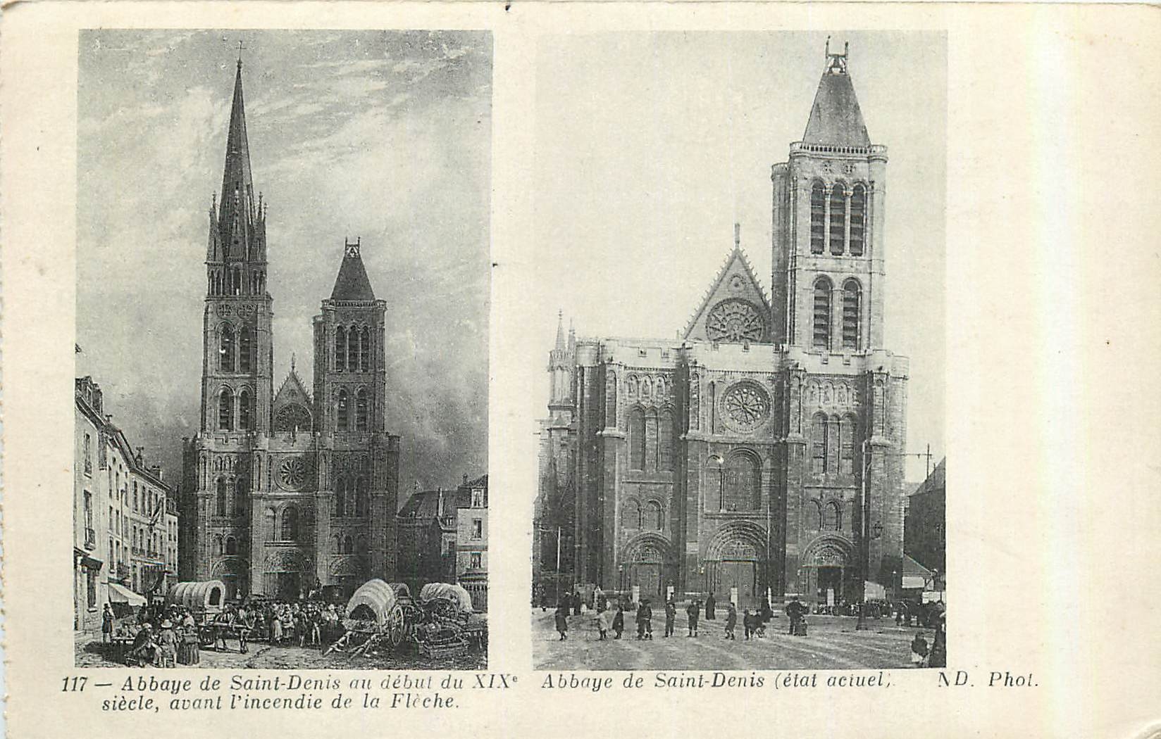 CPA Abbaye de Saint Denis au debut du XIX siecle Abbaye de Saint Denis etat actuel 