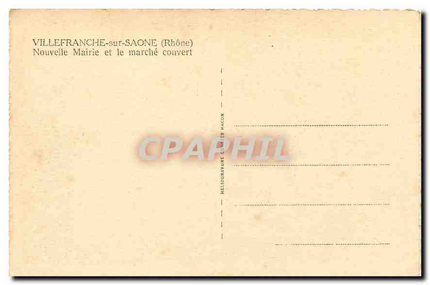 Villefranche-sur-Saône — Nouvelle mairie et marché couvert — Combier Imp. Macon — Verso