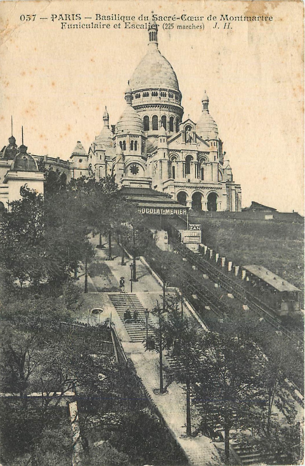 CPA Paris Basilique du Sacre Coeur de Montmartre Funiculaire et Escalier 