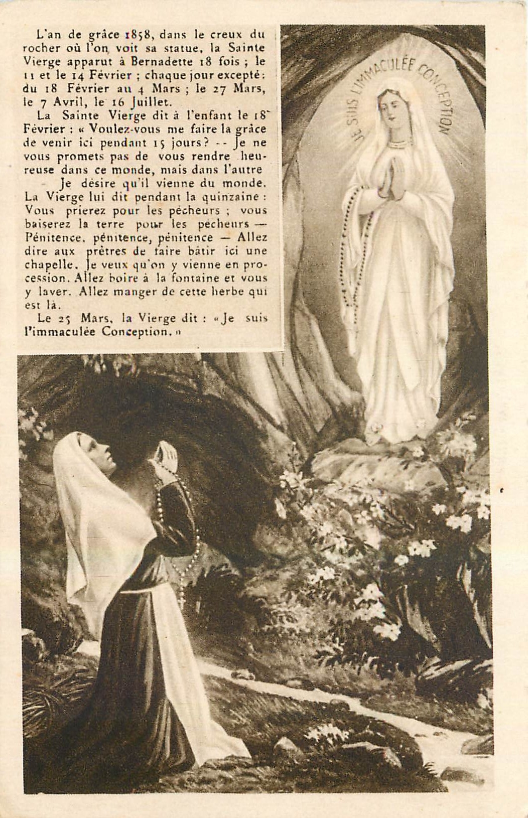 CPA Lourdes L'Apparition 