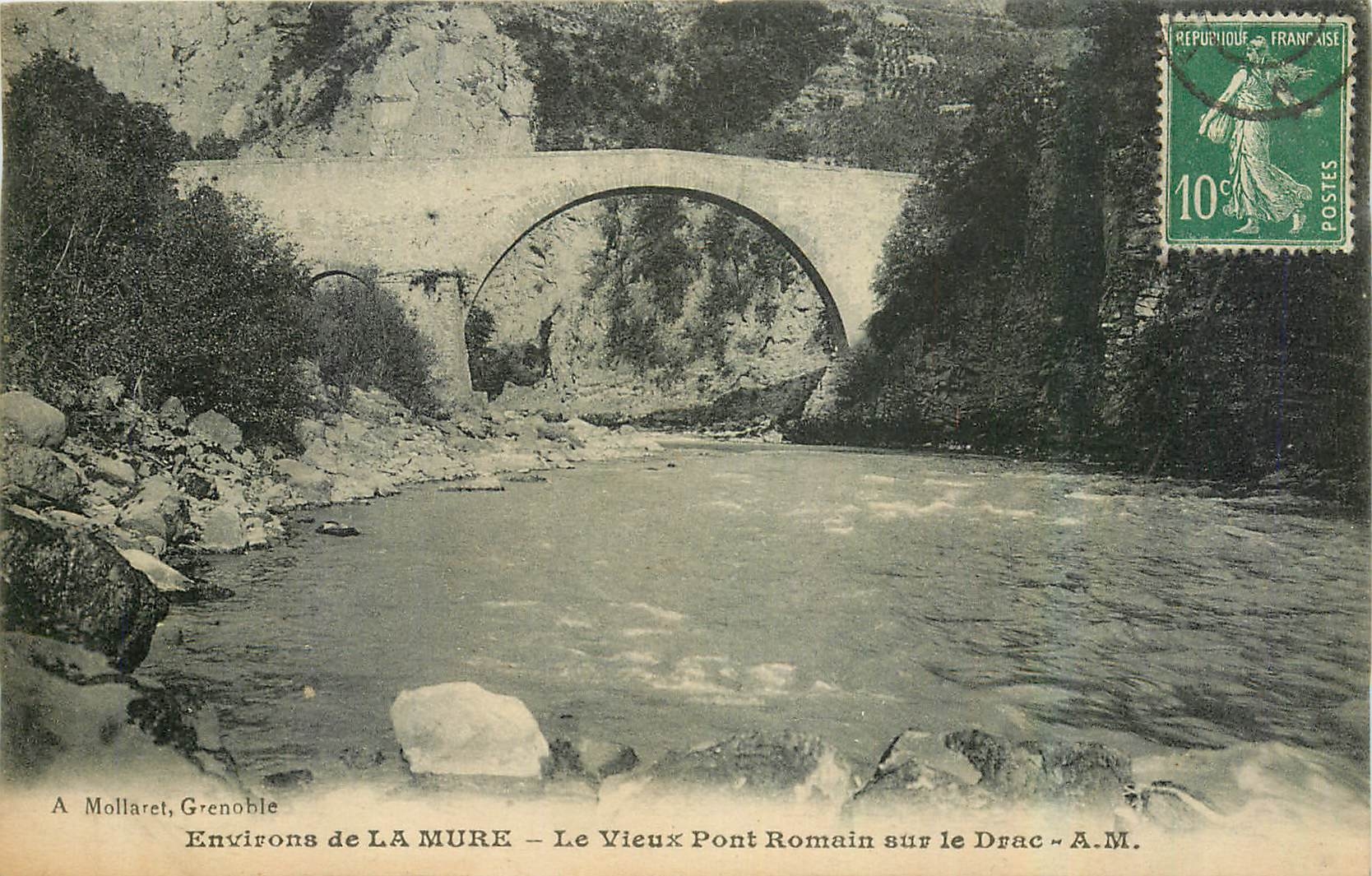 Environs de LA MURE — Le Vieux Pont Romain sur le Drac — A.M.