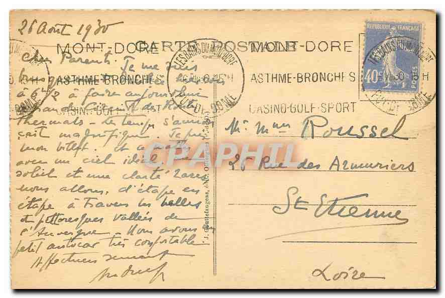 Saint-Nectaire-le-Haut — Vue générale — G. D'O. n°503 — Rückseite