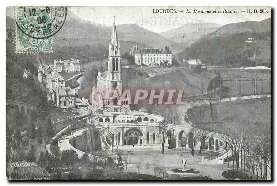 CPA Lourdes La Basilique et le Rosaire 