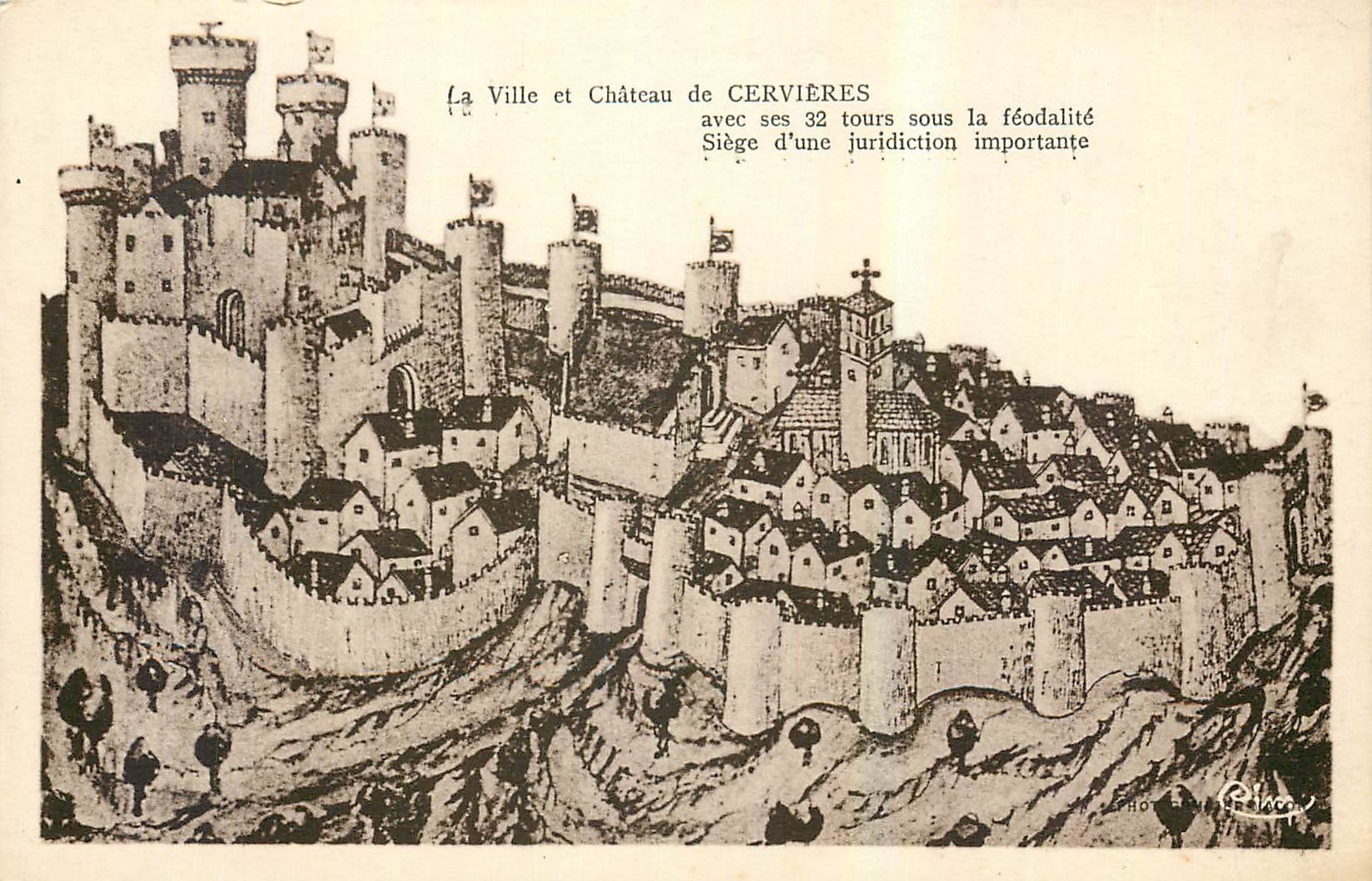 CPA La Ville et Chateau de Cervieres avec ses 32 Tours sous la feodalite 