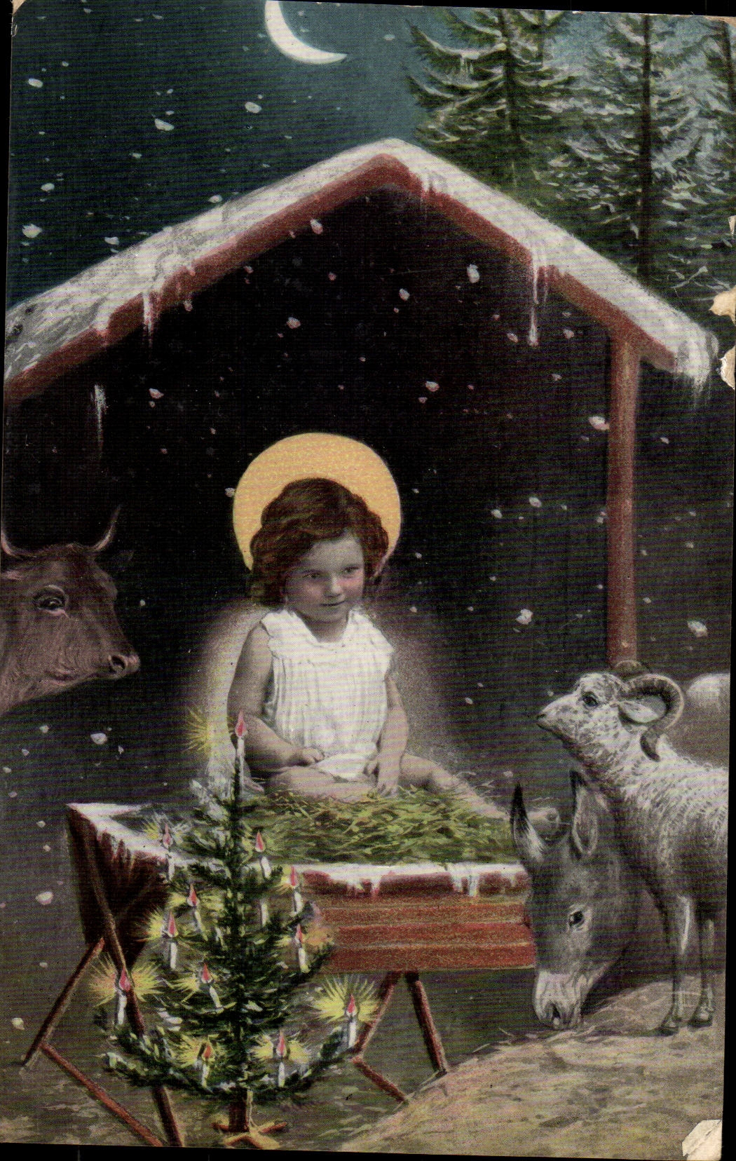CPA FAntaisie Enfant Mouton Noel