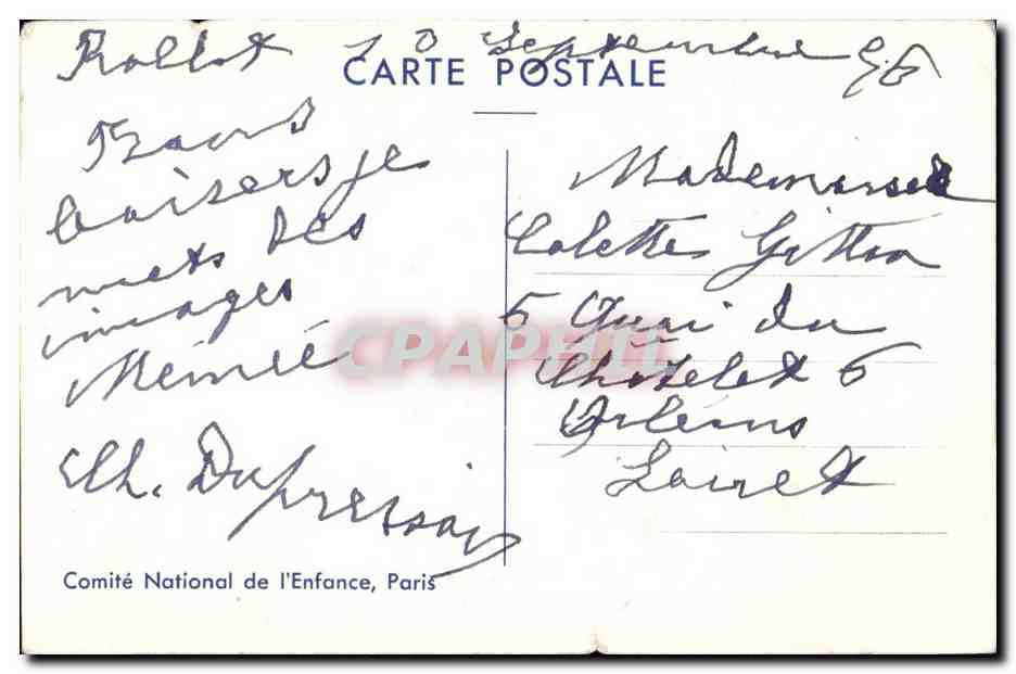 CPA FAntaisie Enfant Jeanne de lorraine avec ses sabots — Verso