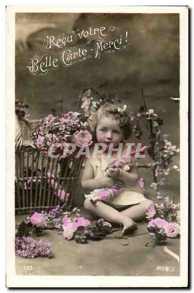 CPA Fantaisie Enfant Recu votre belle carte ! Merci !