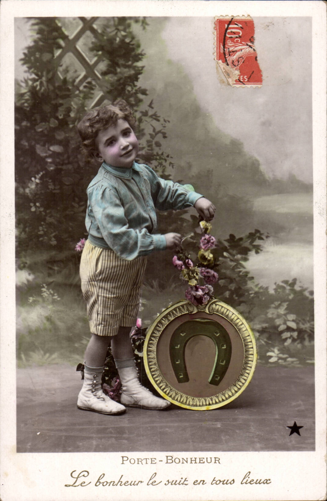 CPA Fantaisie Enfant Porte bonheur 