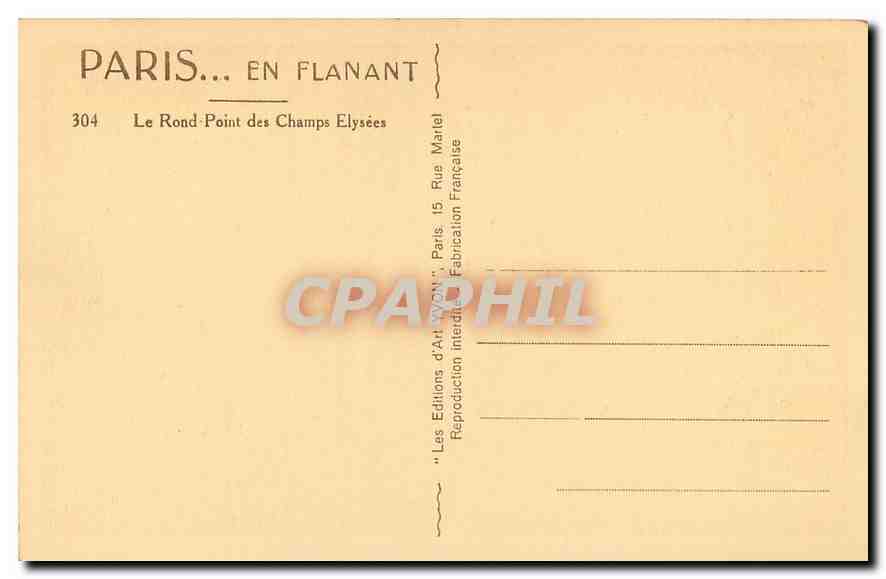CPA Paris en flanant Le Rond Point des Champs Elysees  — Rückseite