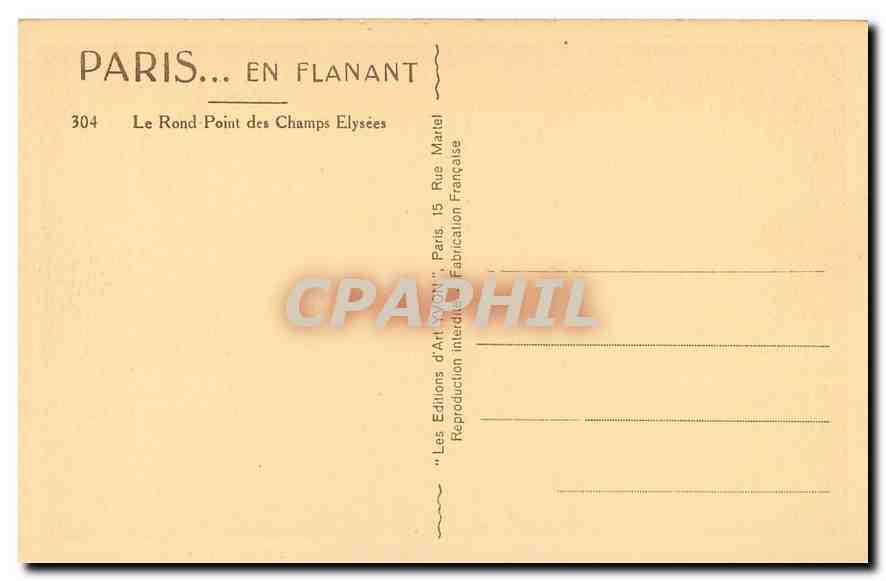 CPA Paris en flanant Le Rond Point des Champs Elysees  — Rückseite