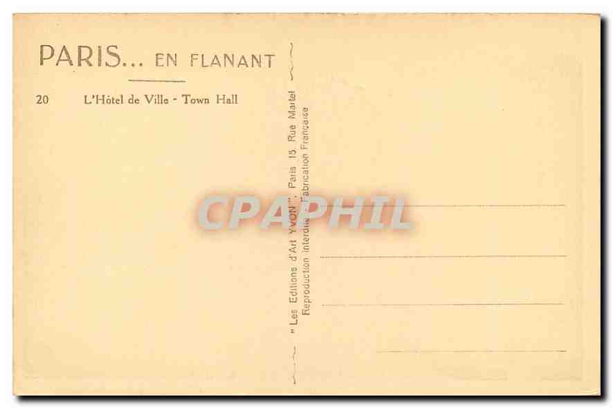 CPA Paris en flanant L'Hotel de Ville Notre Dame — Rückseite