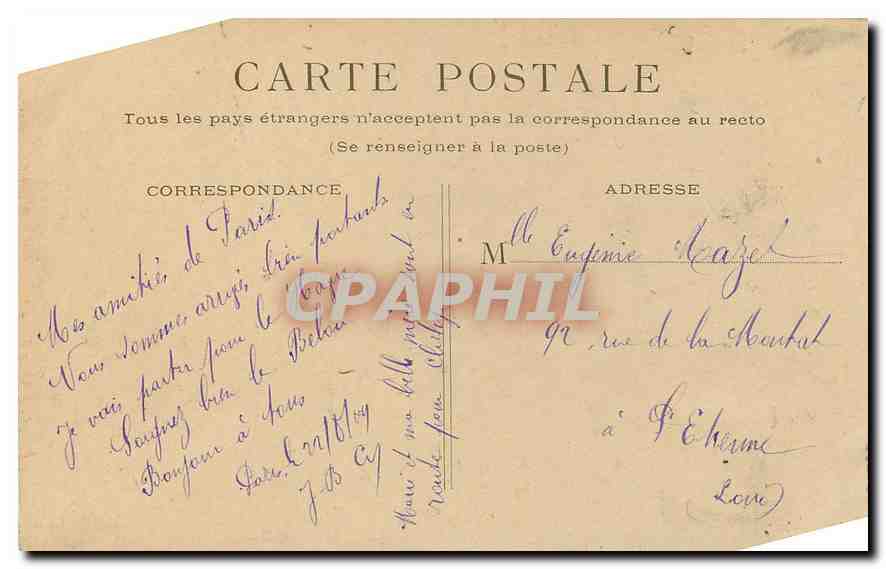 CPA Paris Pantheon  — Rückseite
