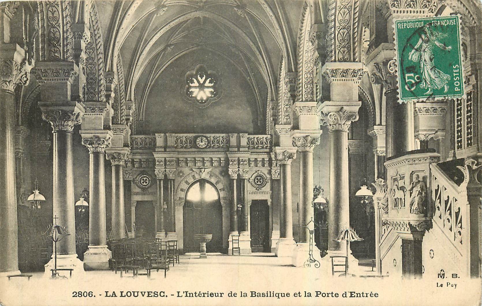 La Louvesc - L'Intérieur de la Basilique et la Porte d'Entrée — M. B. Le Puy, n° 2806