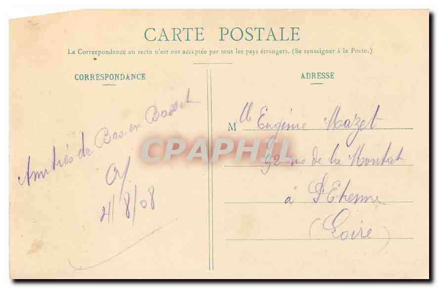 CPA Rocher de Courbieres a proximite de Bas en Basset sur la route de St Hilaire  — Rückseite