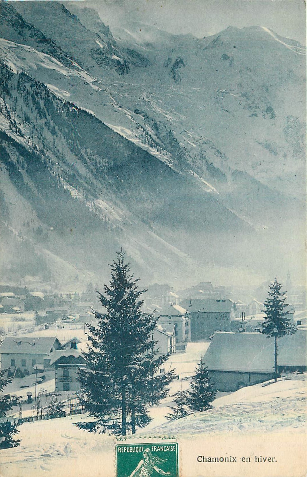 Chamonix en hiver — République Française — C. Artige fils, Aubenas