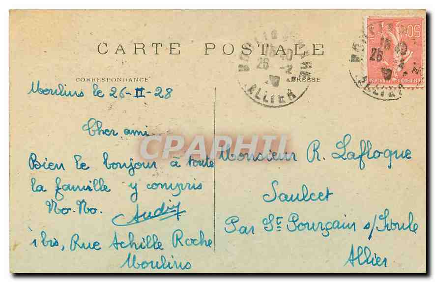 CPA Moulins Eglise du Sacre Coeur Pharmacie — Verso